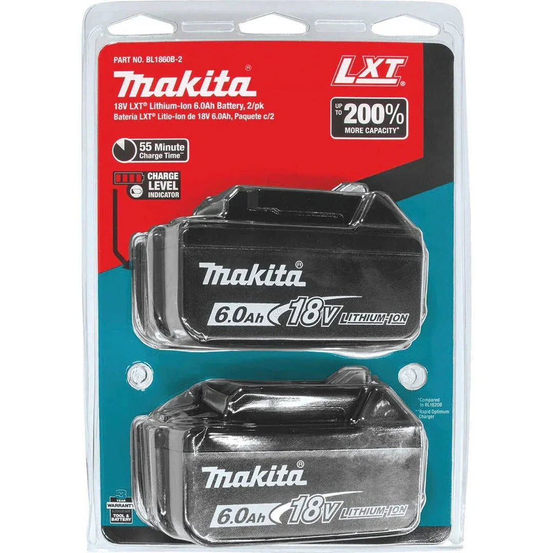 Makita 18V 6.0Ah Li-Ion Battery Pack (2-Pack)