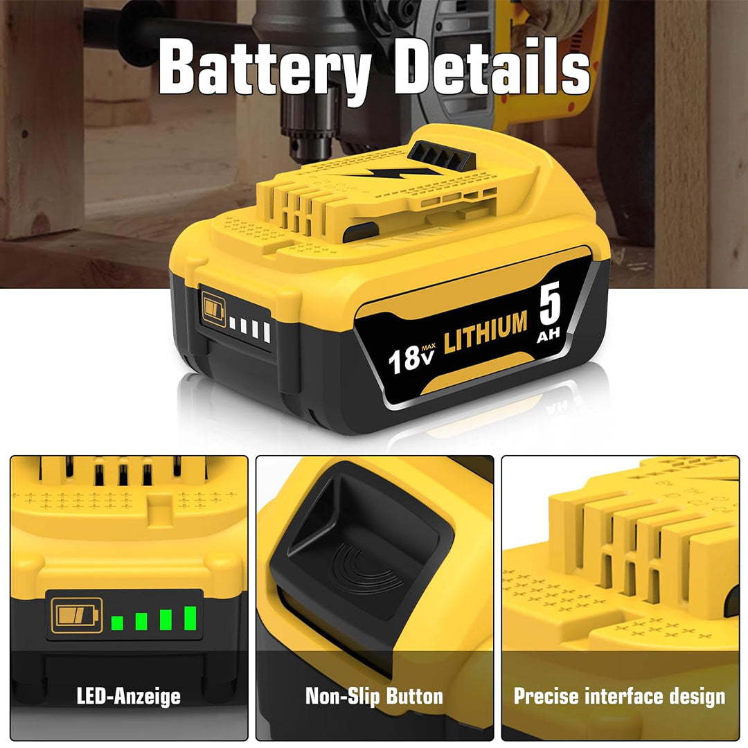 DeWalt 18V 5.0Ah Battery Combo Kit – Twin Rechargeable Battery Pack