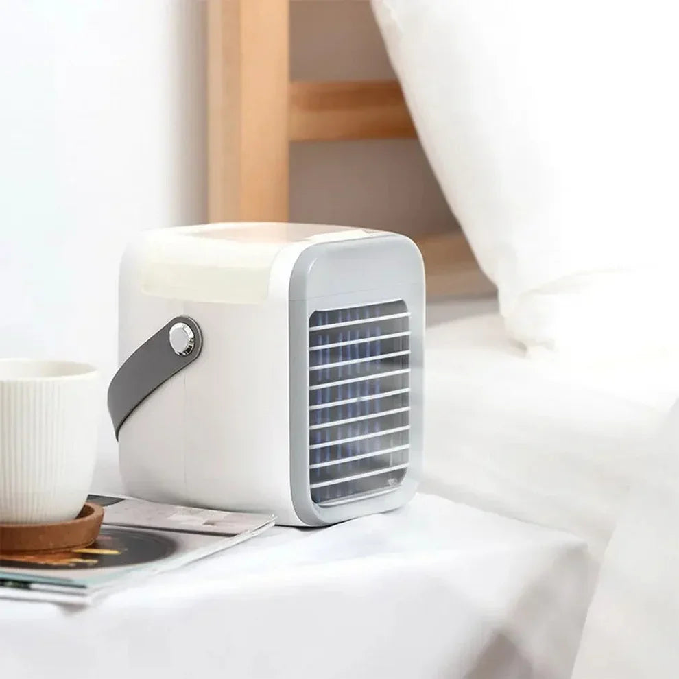 Portable Mini Air Cooler Fan – 3-in-1 Cooling Fan & Humidifier | Cordless USB Rechargeable