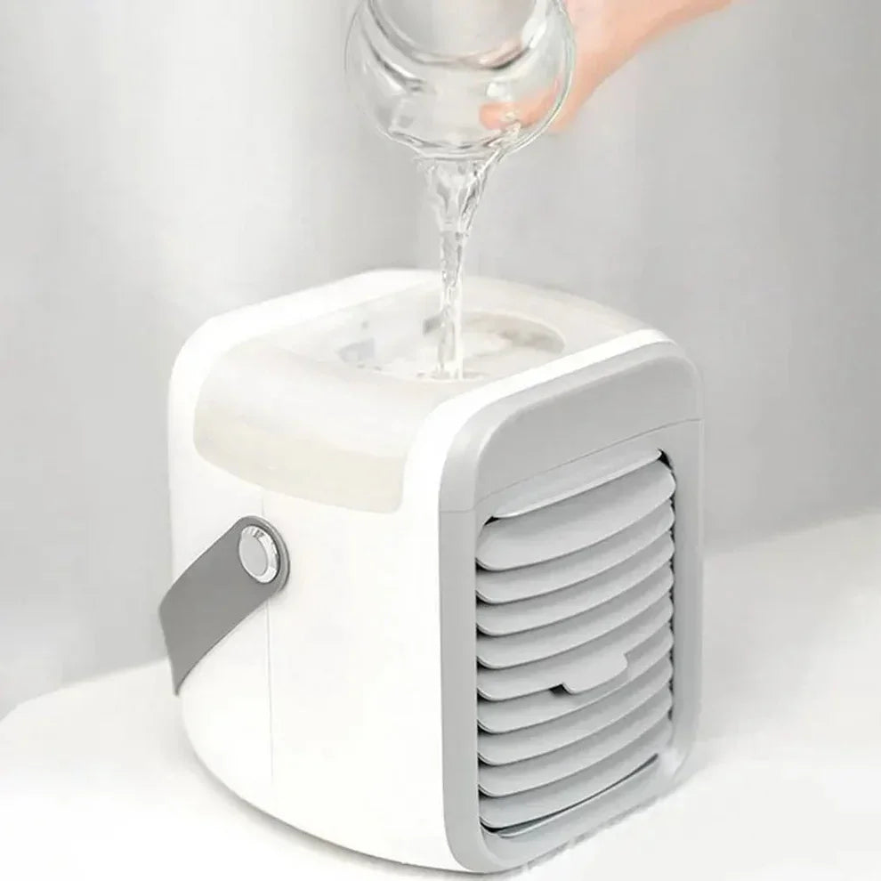 Portable Mini Air Cooler Fan – 3-in-1 Cooling Fan & Humidifier | Cordless USB Rechargeable
