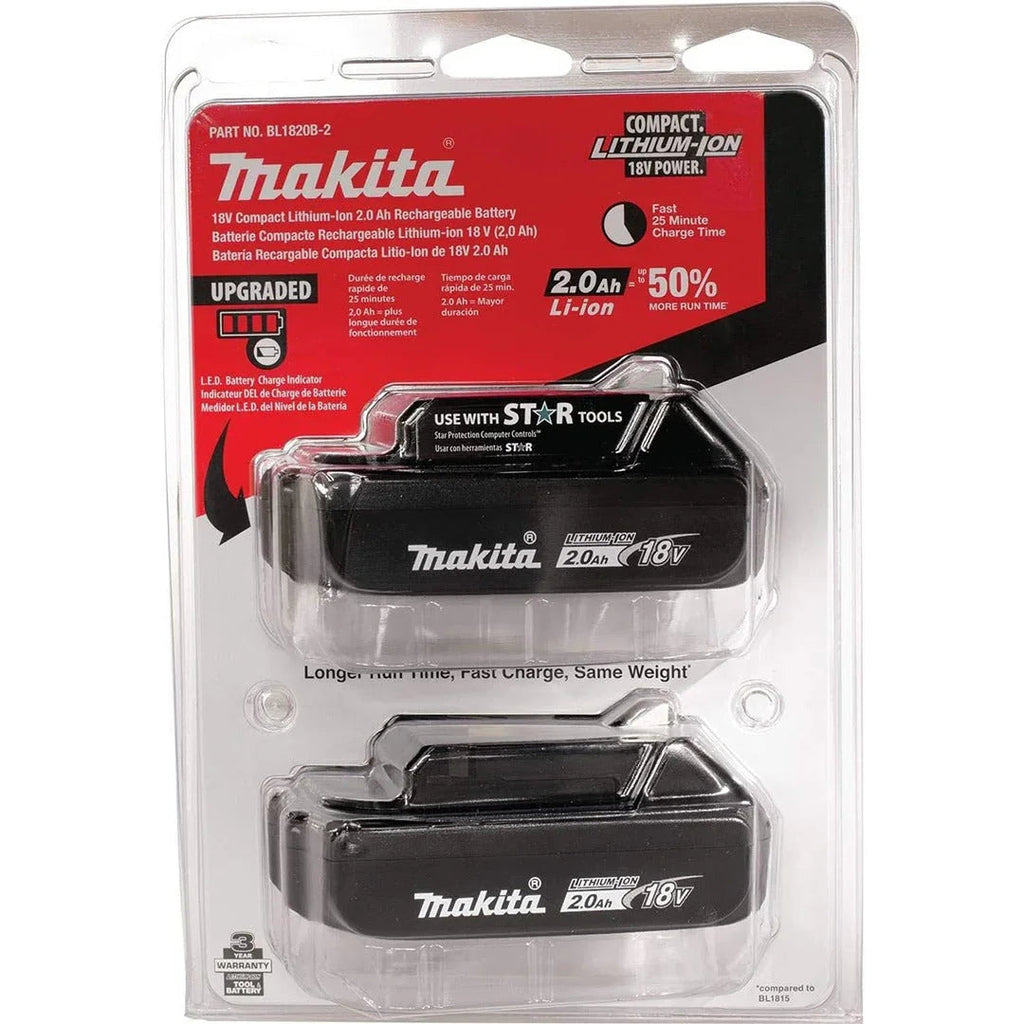 Makita 18V 2.0Ah Li-Ion Battery Pack – Twin Rechargeable Battery Set