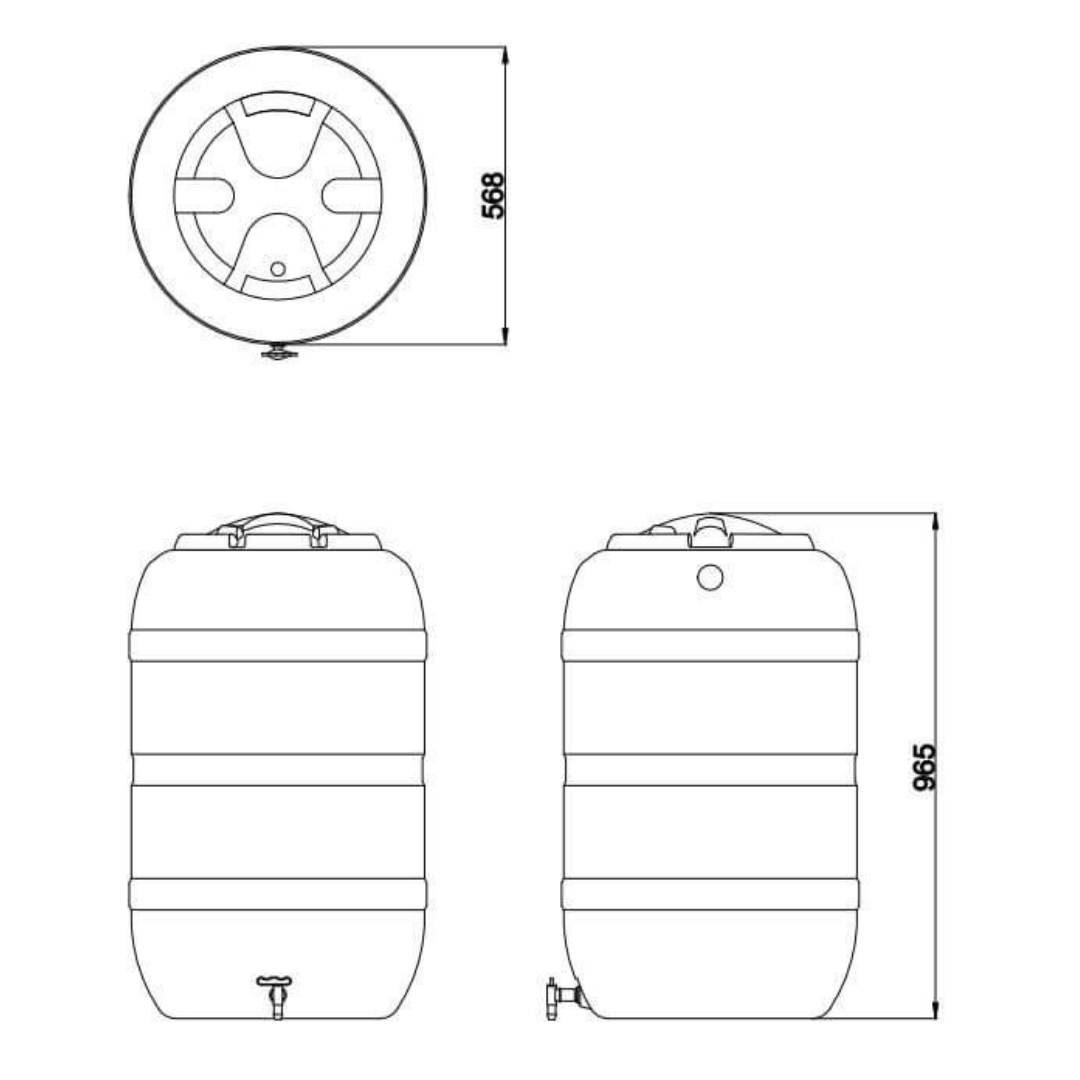 FloPlast Standard Water Butt – 210 Litre Rainwater Storage Tank